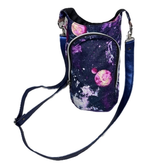 Water bottle sling bag Glitter Solar Space cotton handmade - Picture 1 of 9